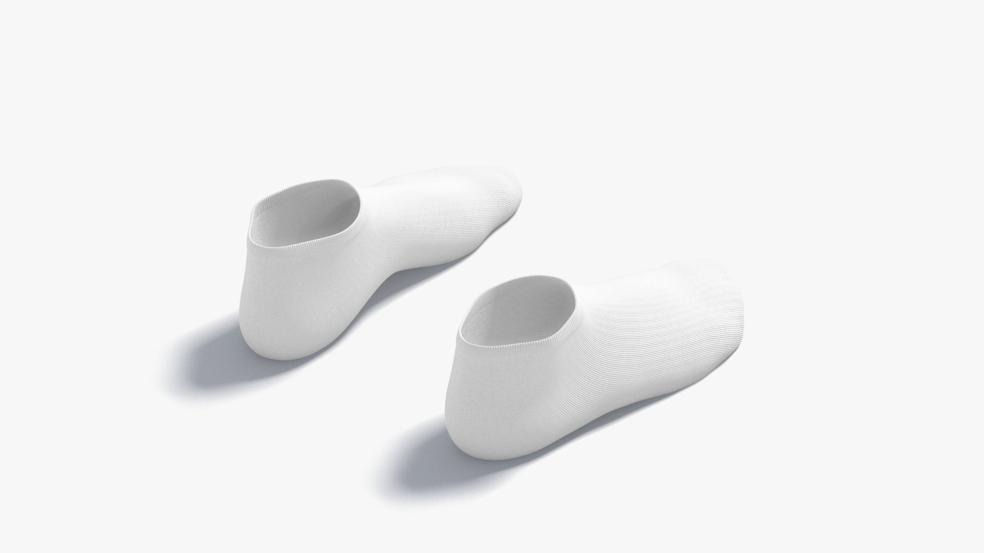 White Low-cut Socks - fabric sox pair Low-poly 3D model_4
