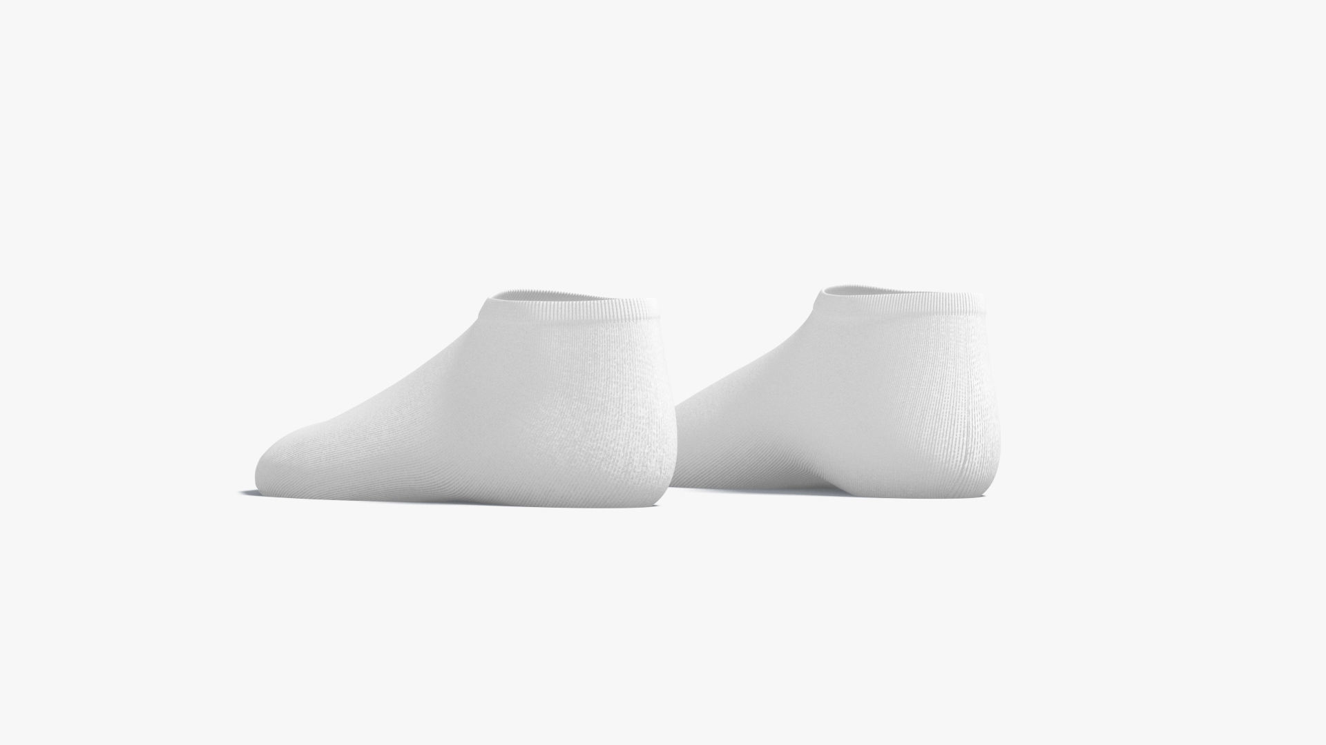 White Low-cut Socks - fabric sox pair Low-poly 3D model_3
