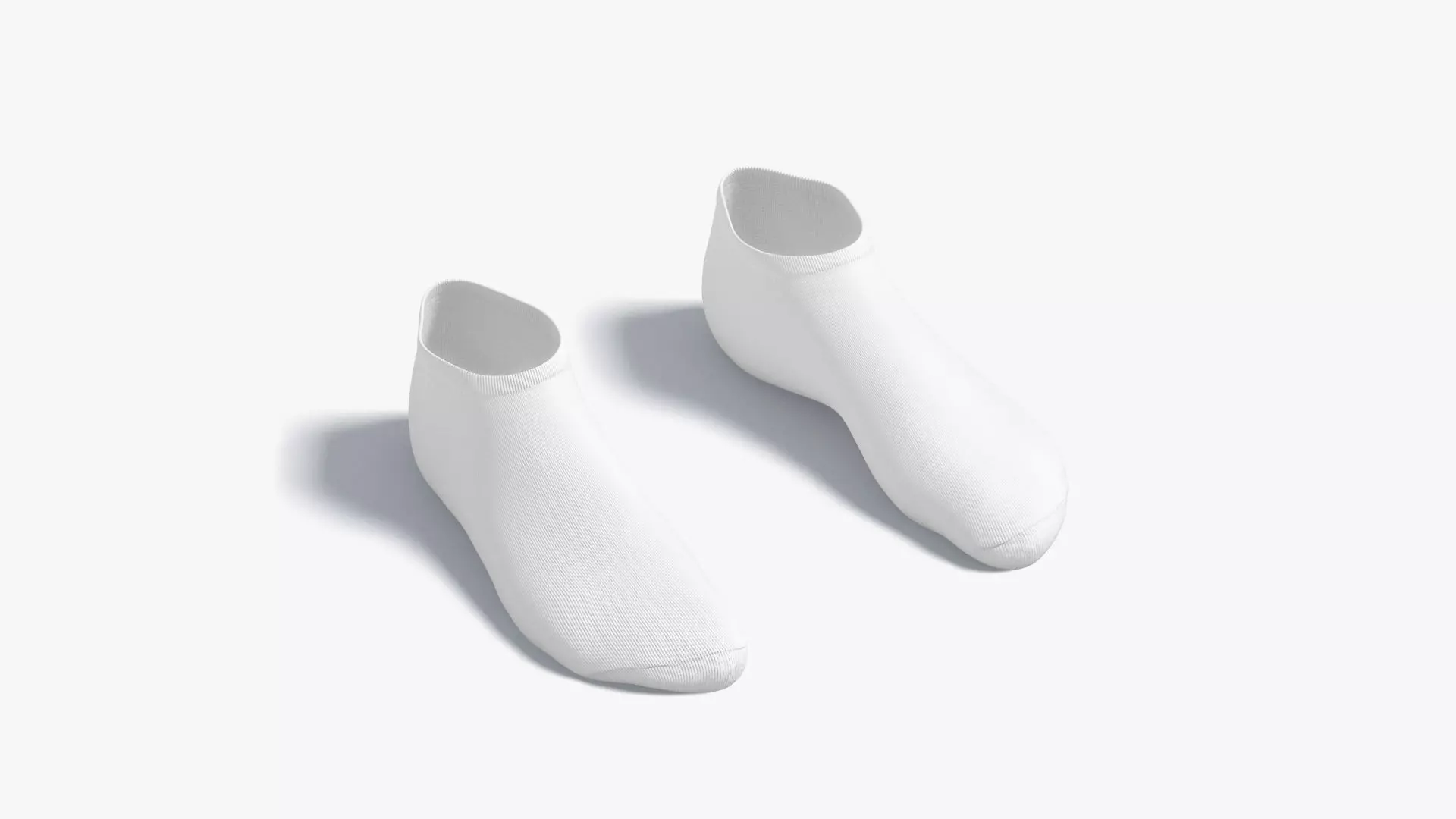 White Low-cut Socks - fabric sox pair Low-poly 3D model_0