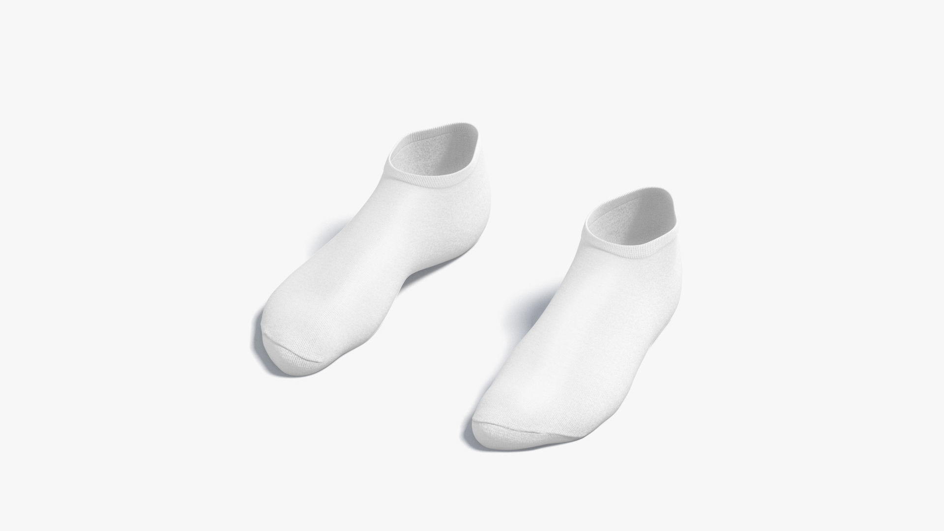 White Low-cut Socks - fabric sox pair Low-poly 3D model_2