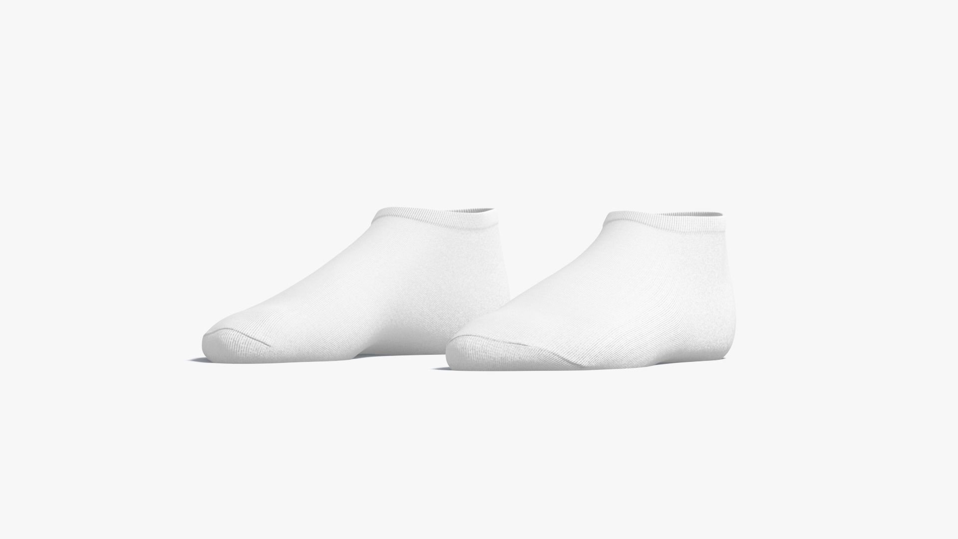 White Low-cut Socks - fabric sox pair Low-poly 3D model_1