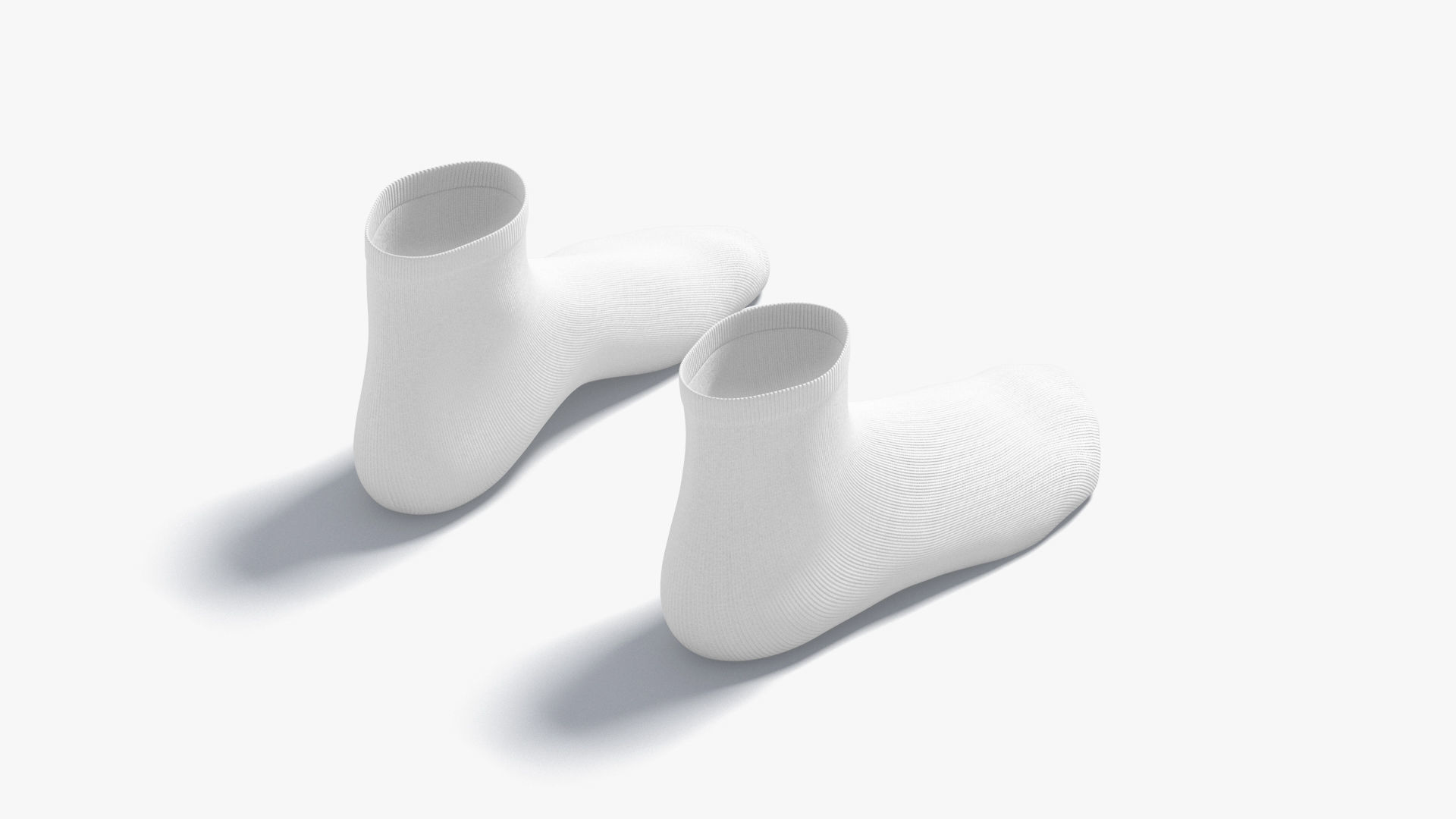 White Ankle Socks - fabric sox pair Low-poly 3D model_4