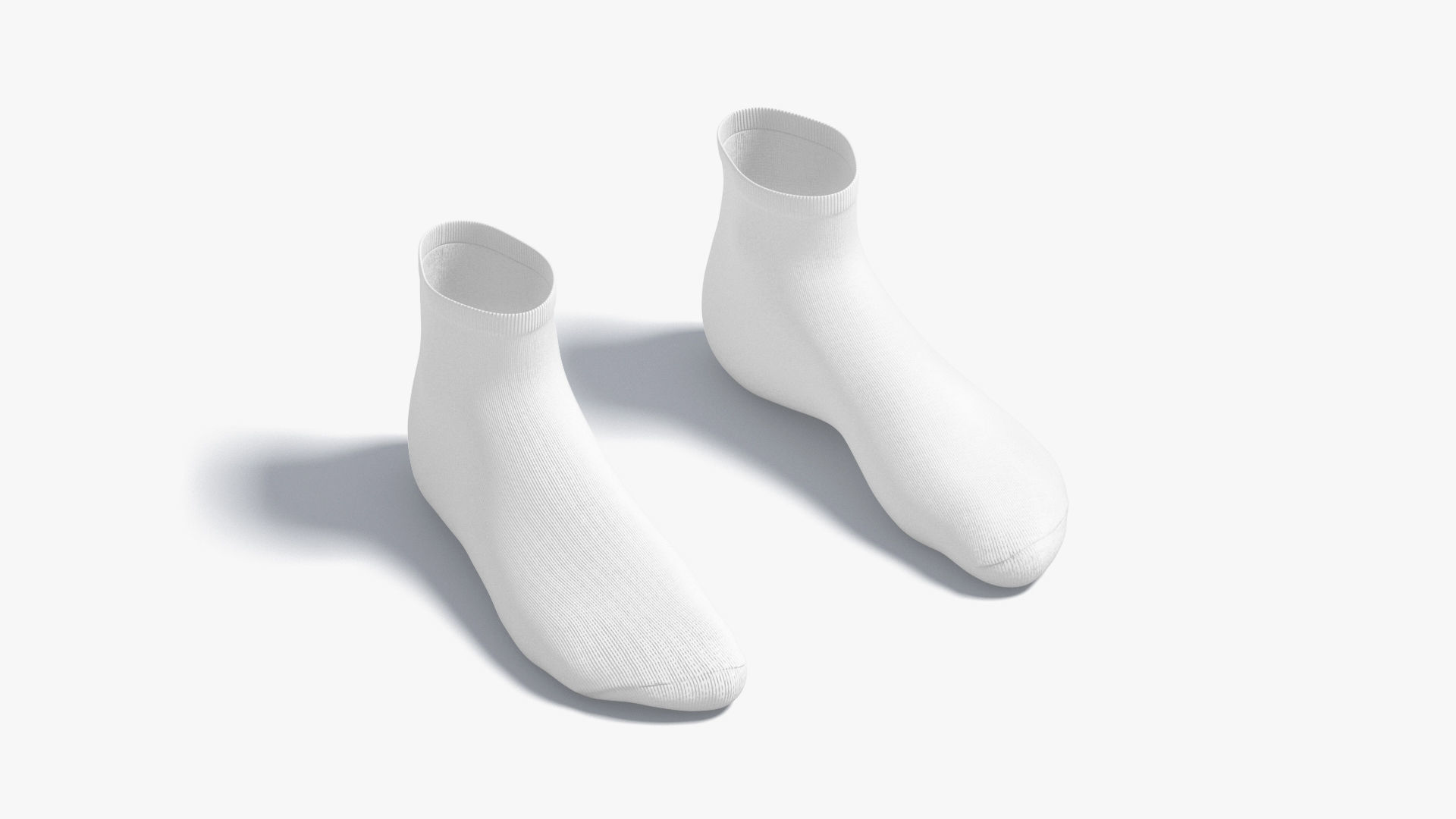 White Ankle Socks - fabric sox pair Low-poly 3D model_1