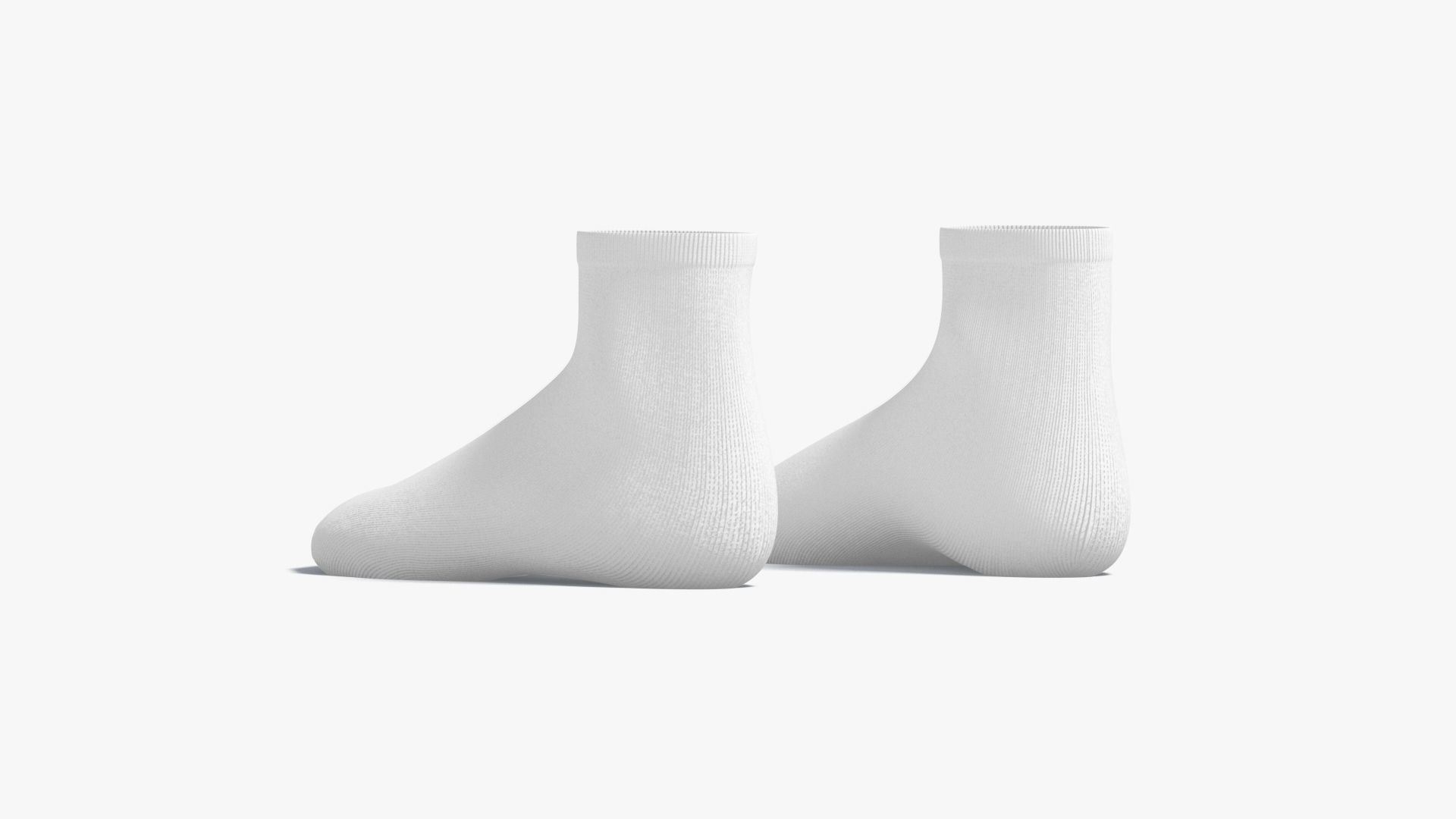 White Ankle Socks - fabric sox pair Low-poly 3D model_3