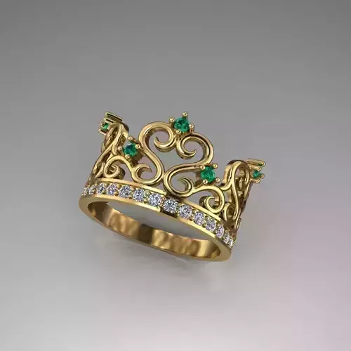 Designer crown ring with diamonds