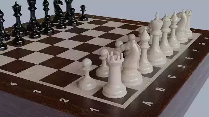 Chess board with pieces