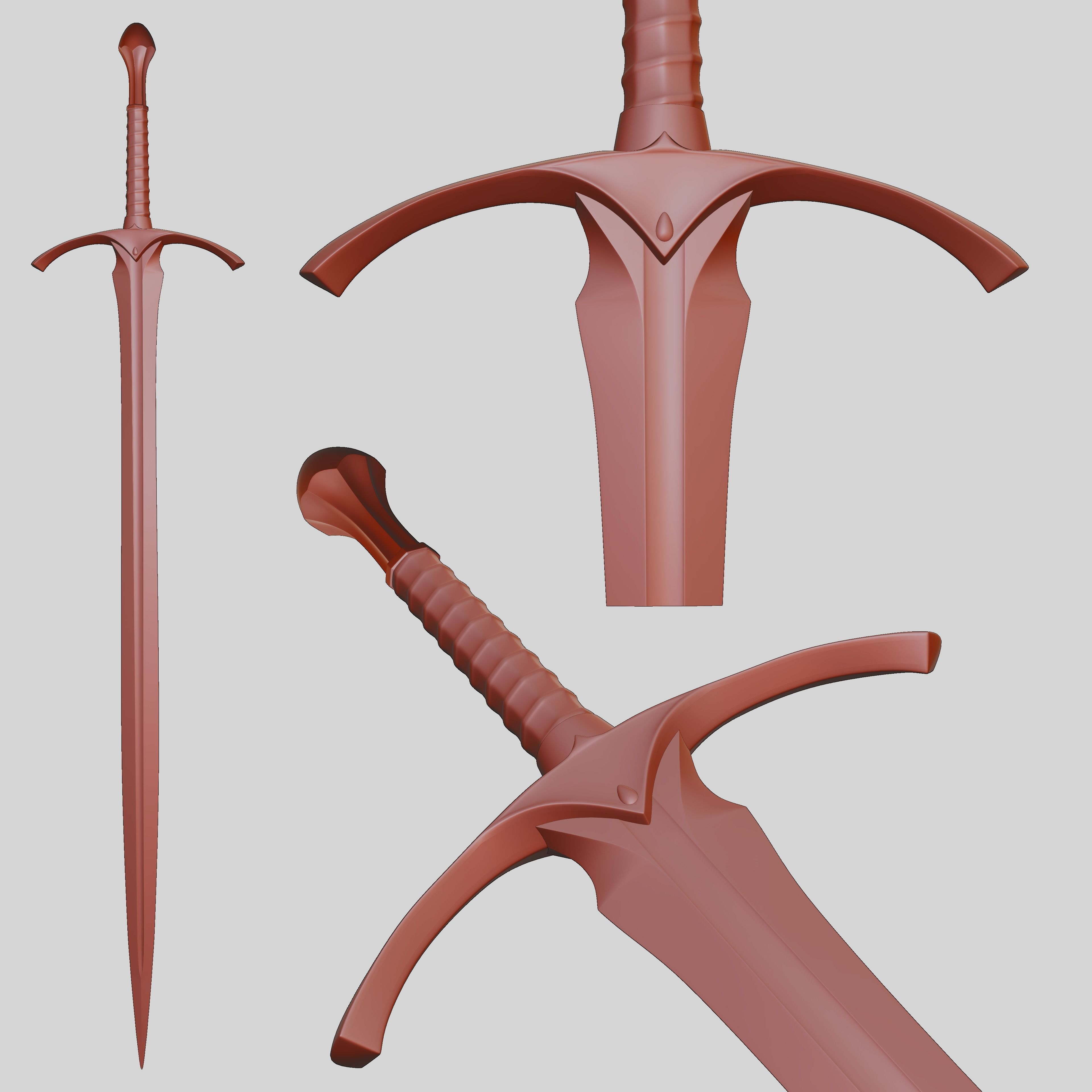 Gandalfs Sword Glamdring From The Lord Of The Rings - Low-Poly Low-poly 3D model_11