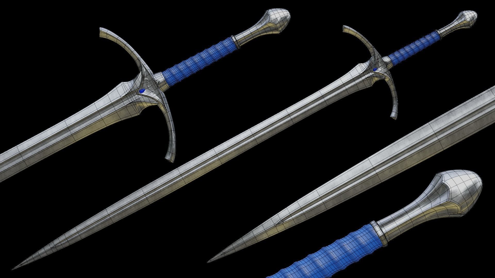 Gandalfs Sword Glamdring From The Lord Of The Rings - Low-Poly Low-poly 3D model_8