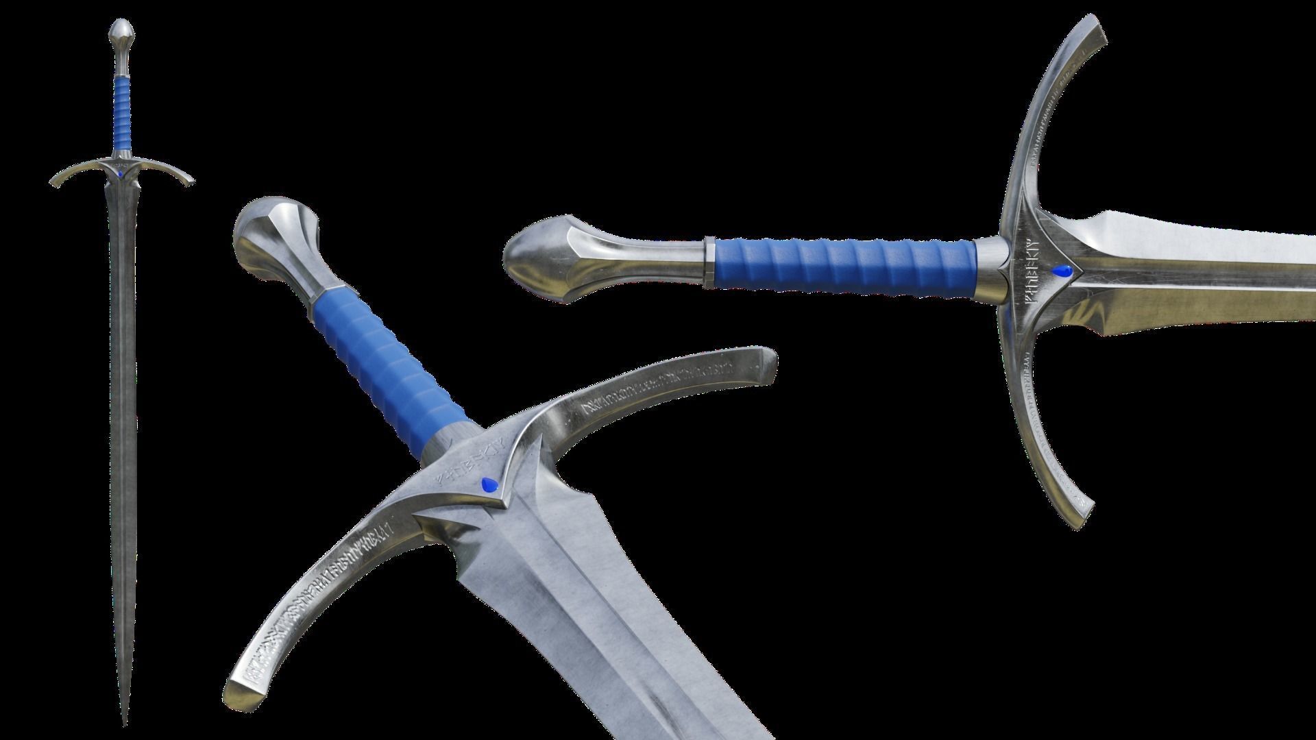 Gandalfs Sword Glamdring From The Lord Of The Rings - Low-Poly Low-poly 3D model_2