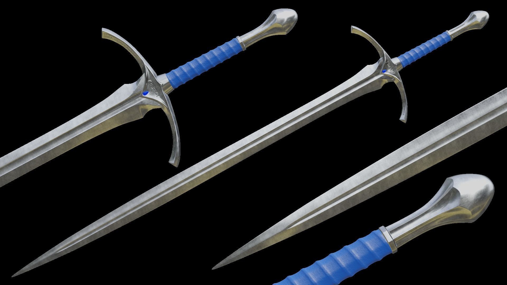 Gandalfs Sword Glamdring From The Lord Of The Rings - Low-Poly Low-poly 3D model_1
