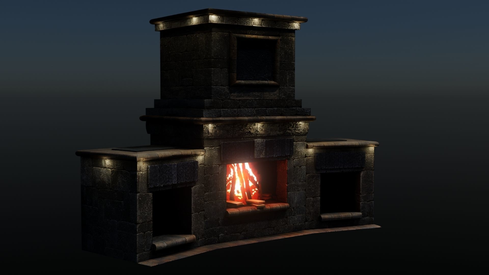Outdoor Fireplace 1 Low-poly 3D model_5