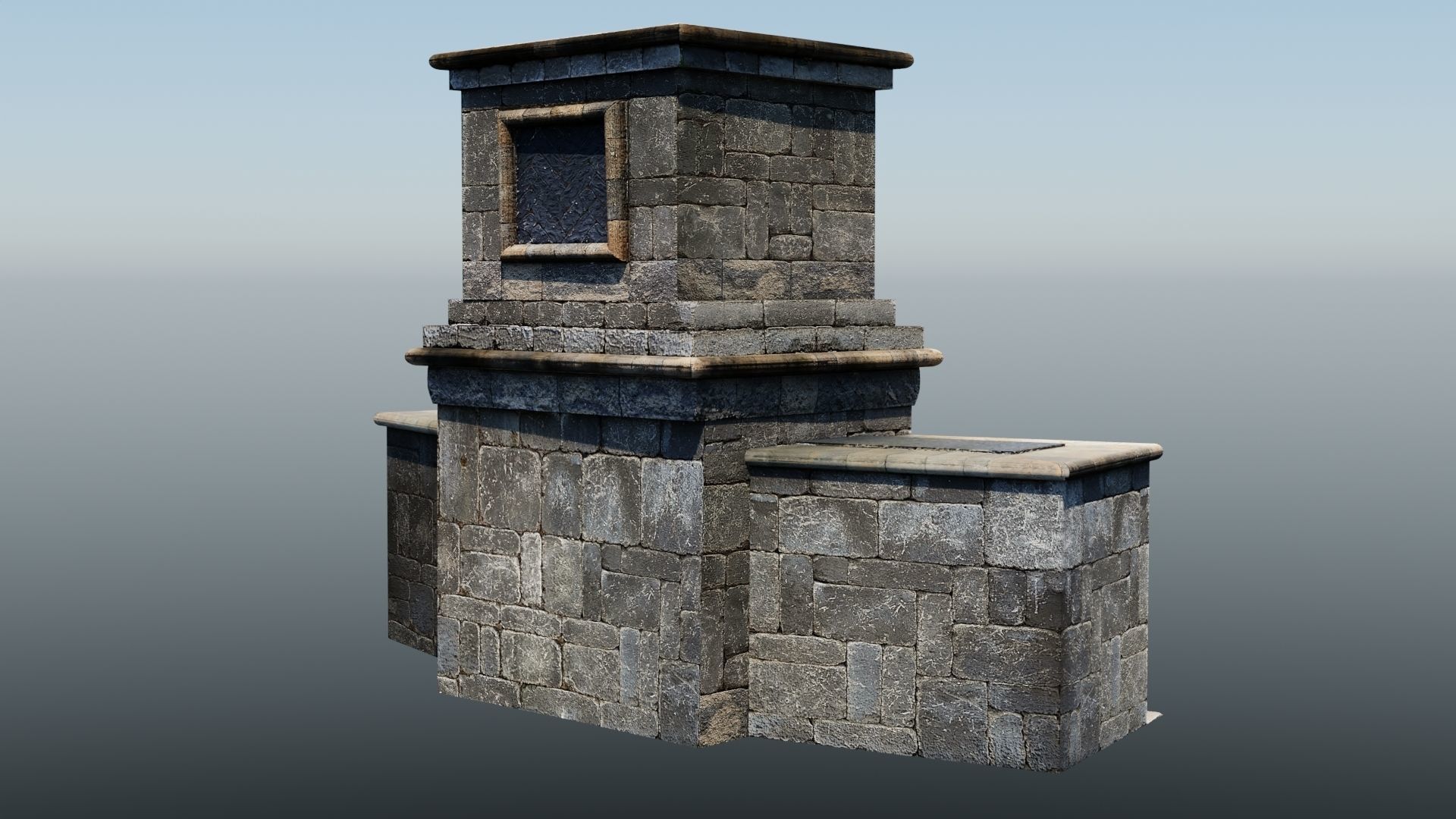 Outdoor Fireplace 1 Low-poly 3D model_3