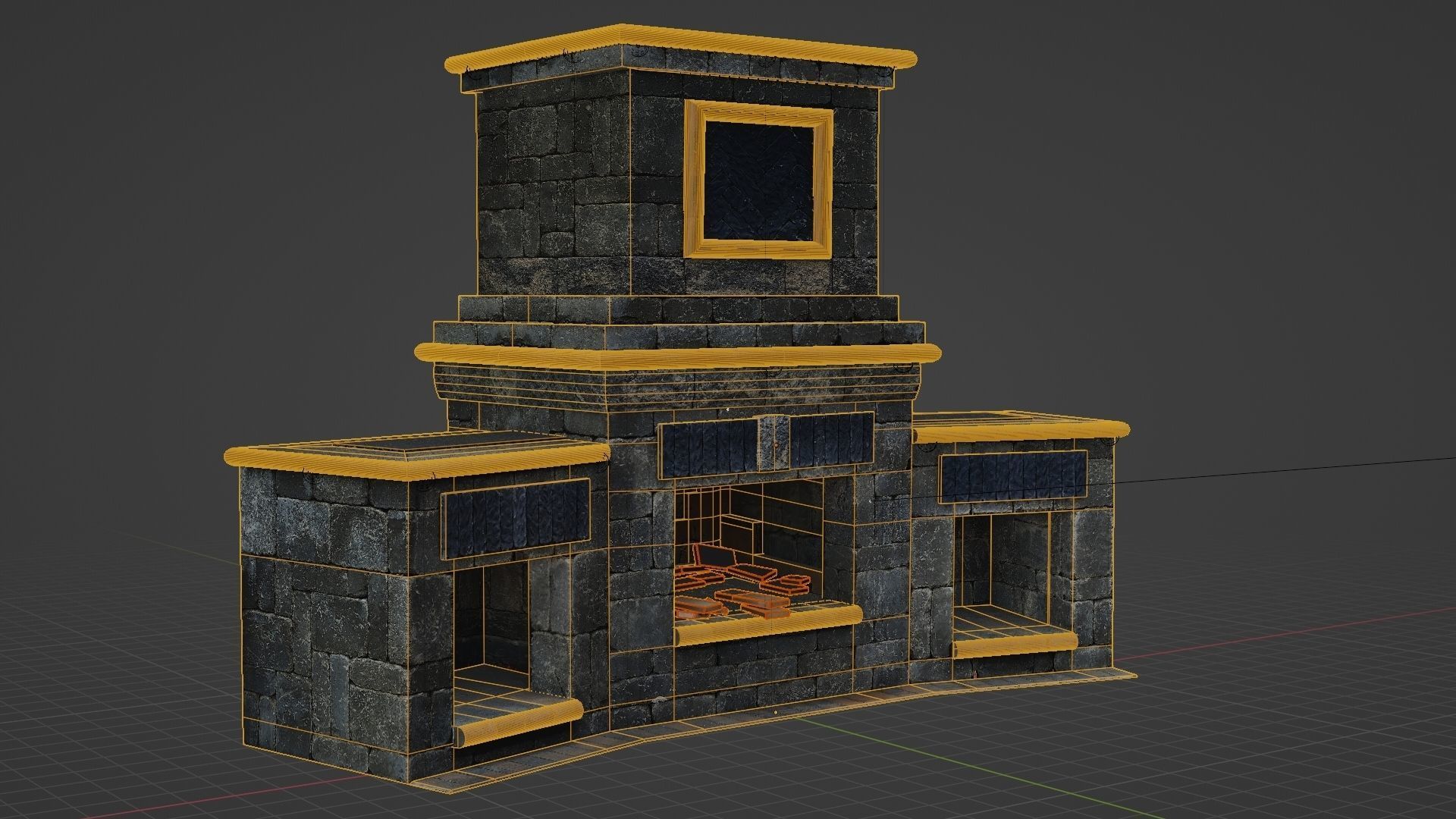 Outdoor Fireplace 1 Low-poly 3D model_6