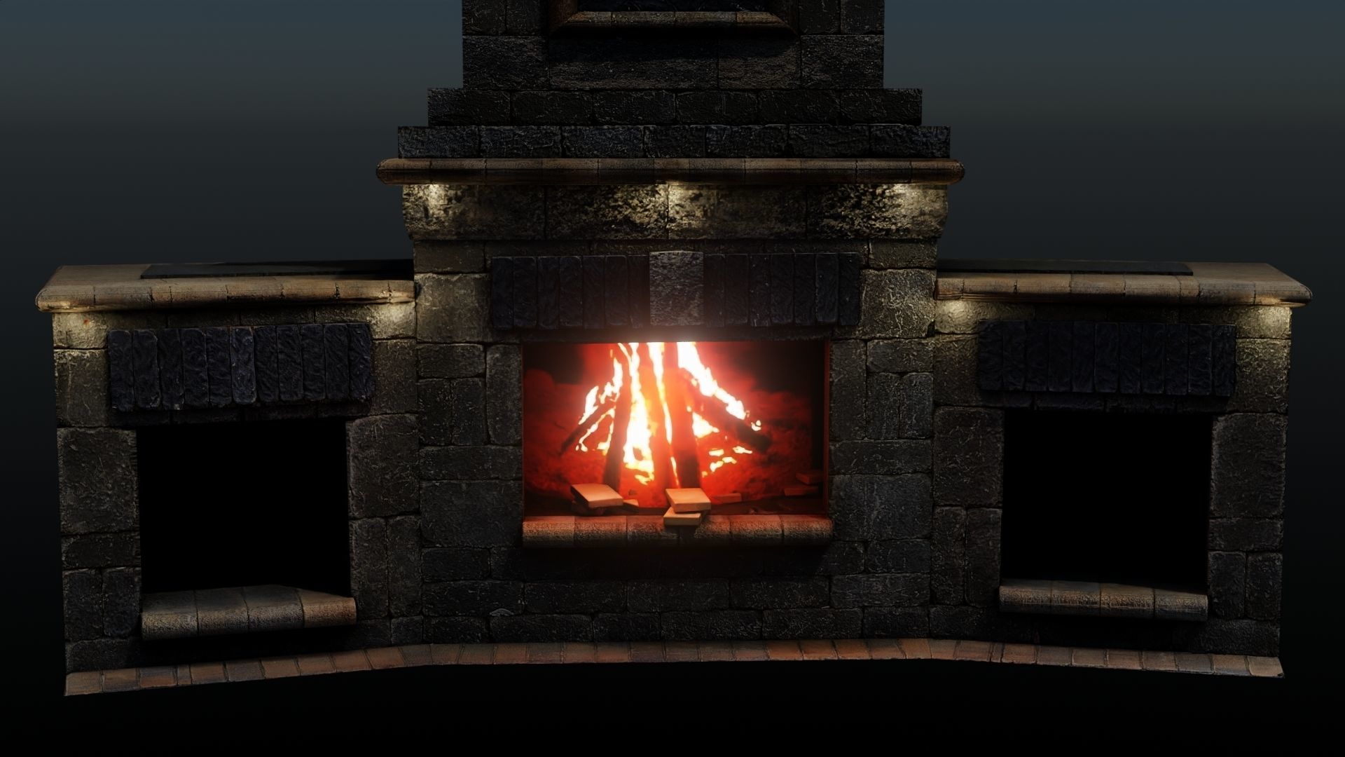 Outdoor Fireplace 1 Low-poly 3D model_4