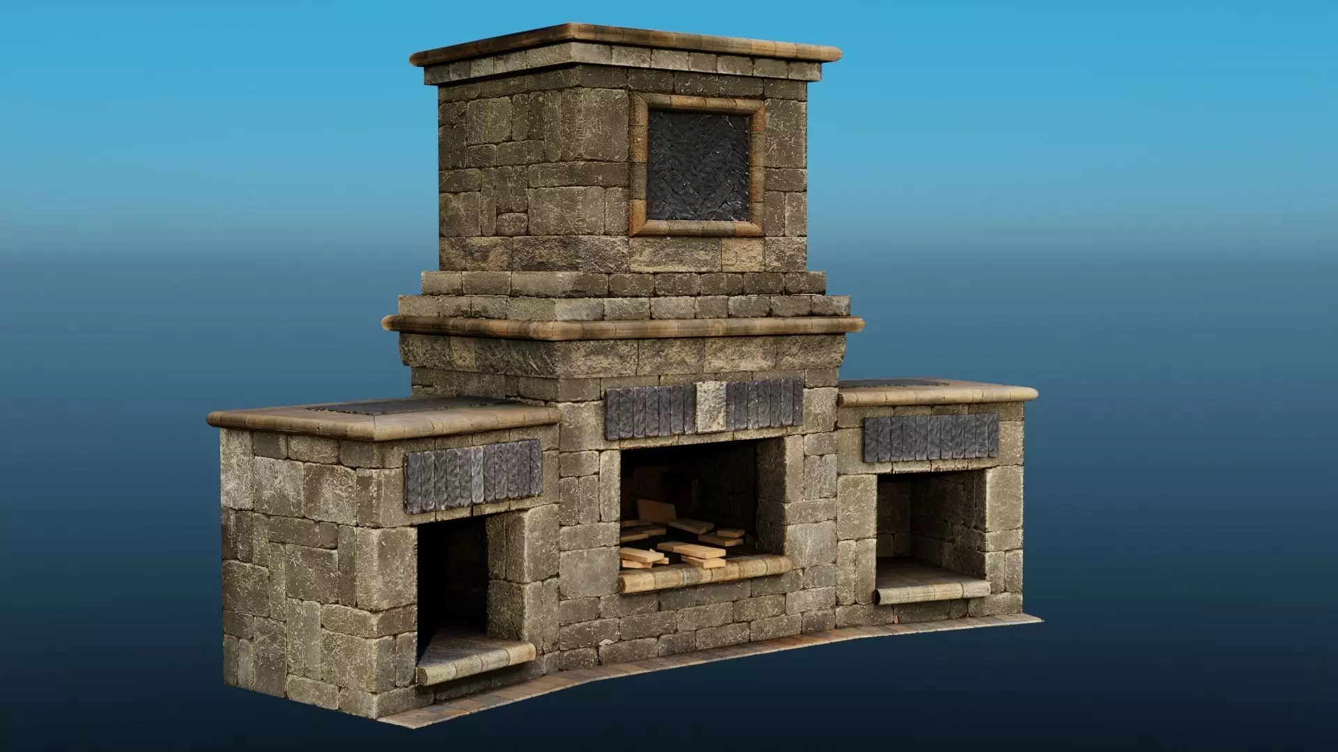 Outdoor Fireplace 1 Low-poly 3D model_0