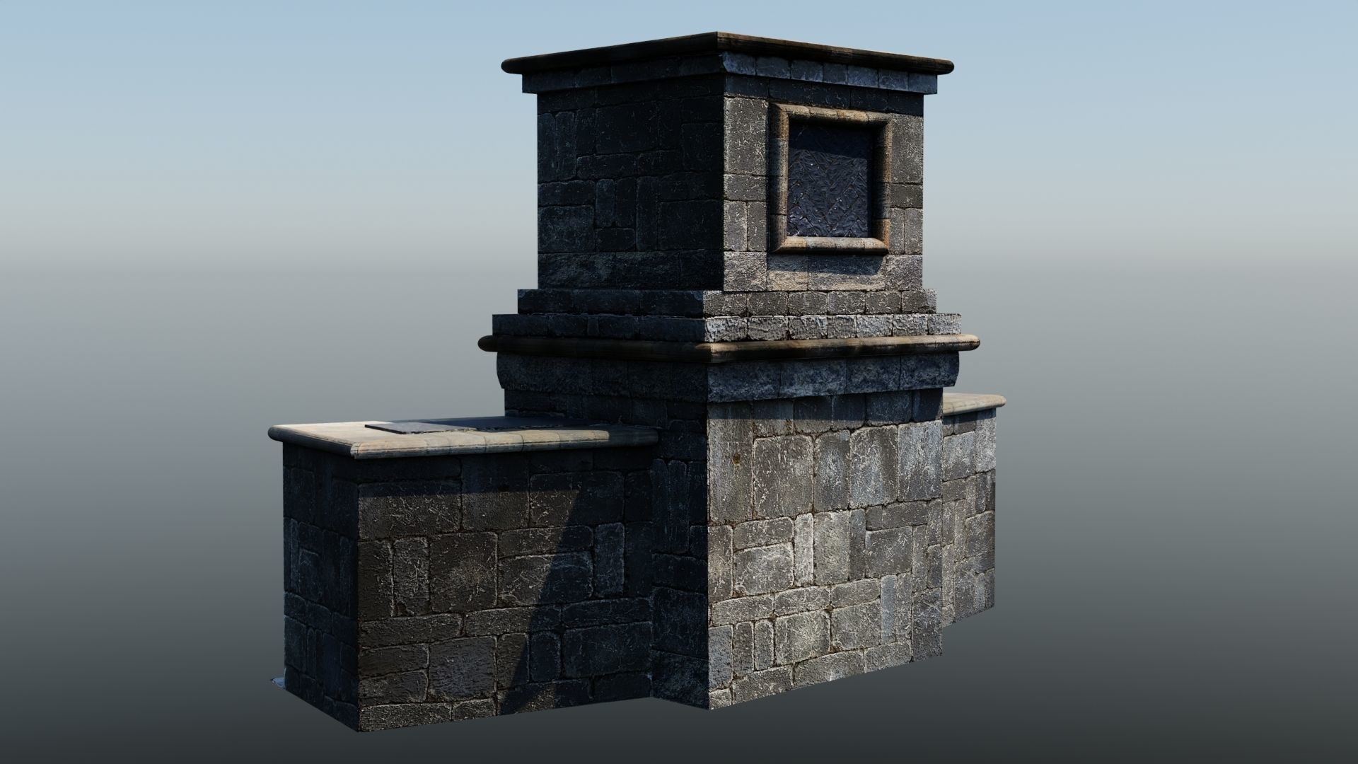 Outdoor Fireplace 1 Low-poly 3D model_2