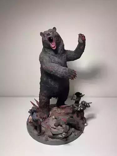 Beorn 3d Model statue of bear with zombies 3D print model