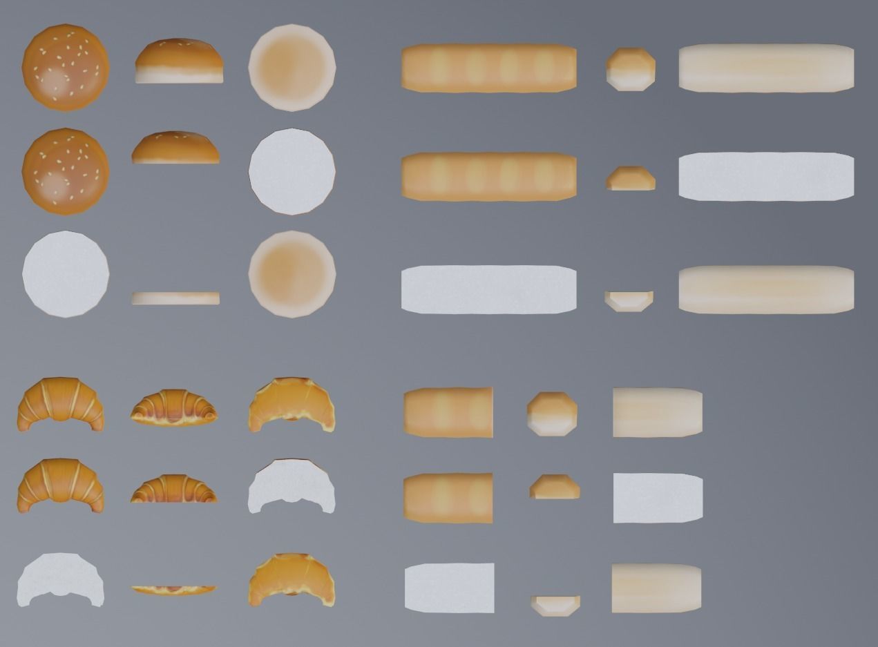 Sandwich create set -Bread and ingredient- Low-poly 3D model_7