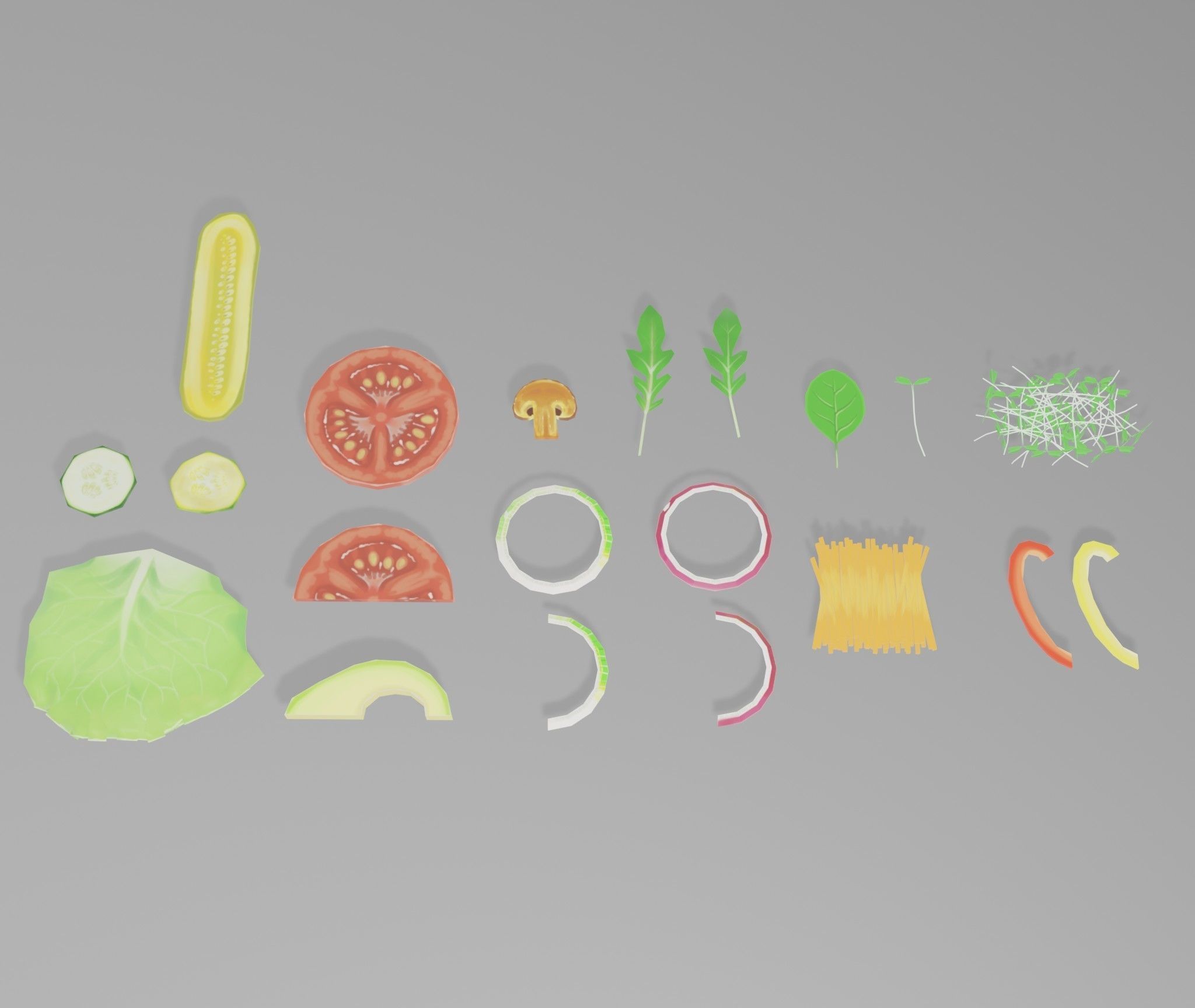 Sandwich create set -Bread and ingredient- Low-poly 3D model_11