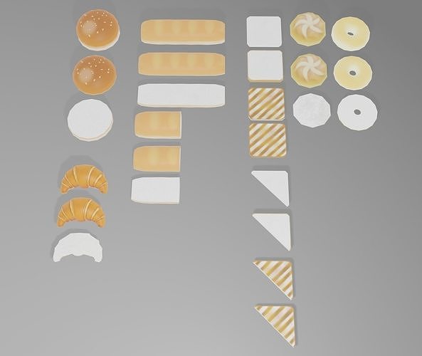 Sandwich create set -Bread and ingredient- Low-poly 3D model 7