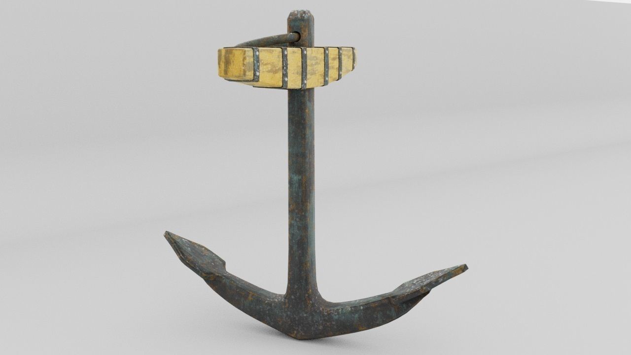 Galleon Anchor Low-poly 3D model_1