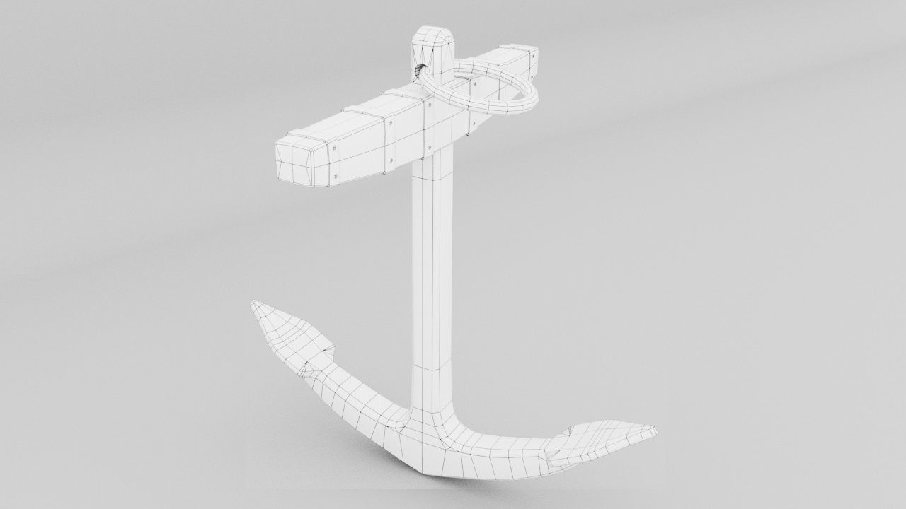 Galleon Anchor Low-poly 3D model_4