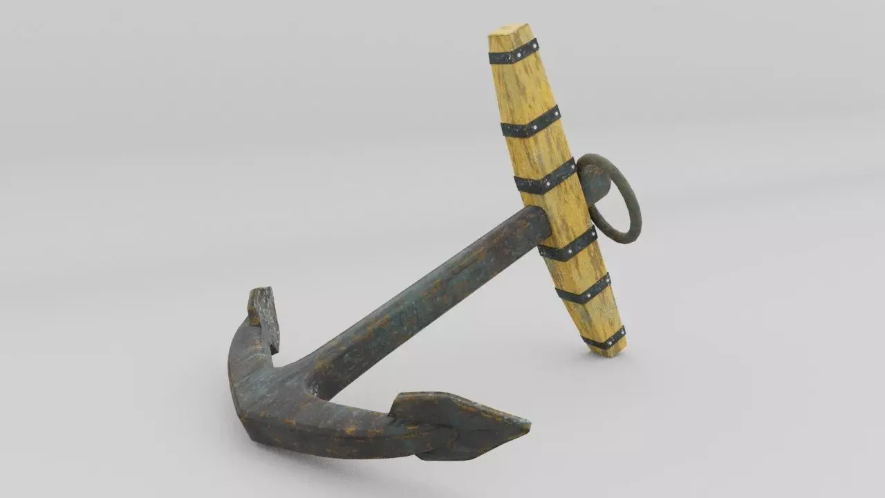 Galleon Anchor Low-poly 3D model_0