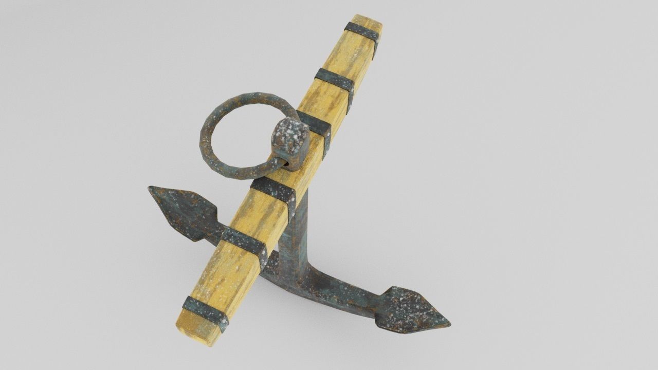 Galleon Anchor Low-poly 3D model_2