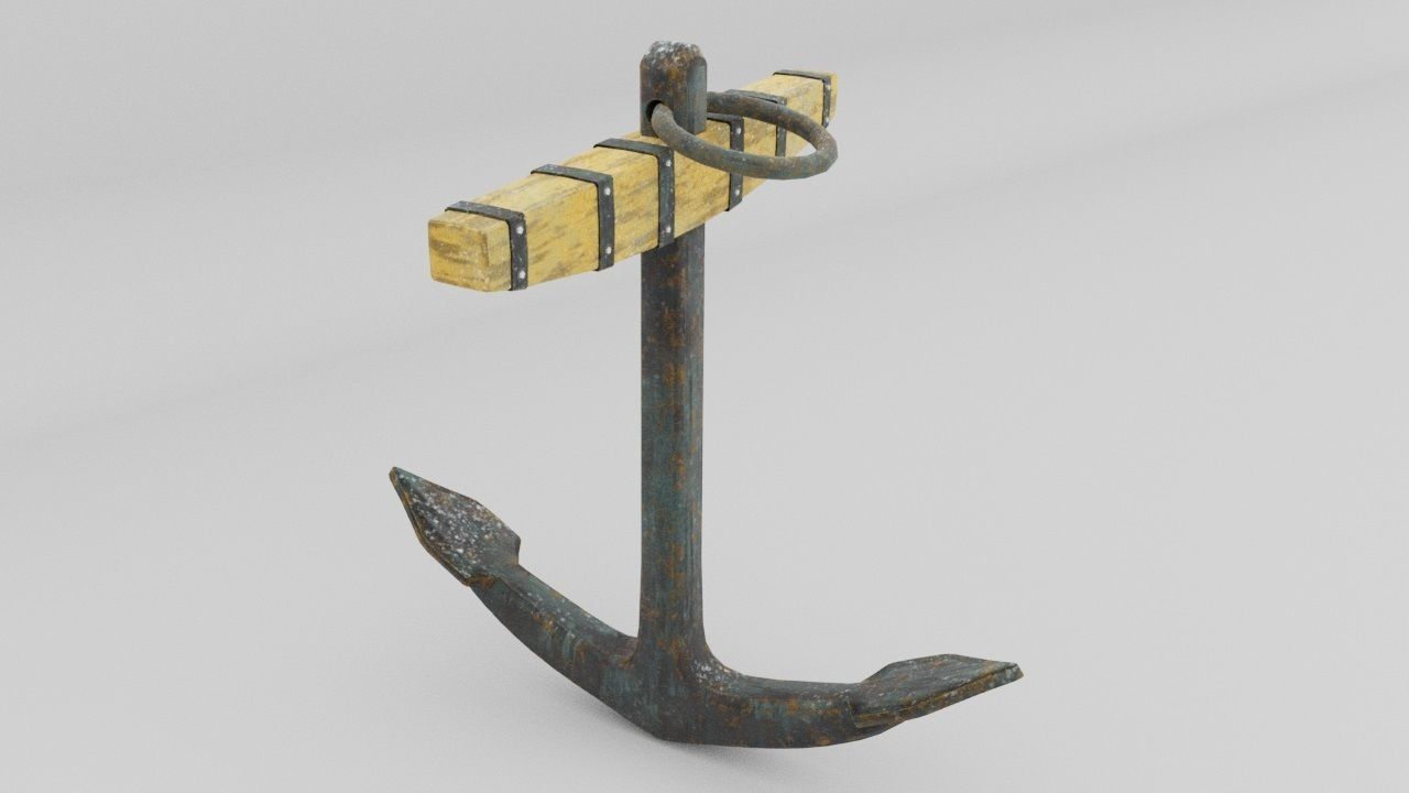 Galleon Anchor Low-poly 3D model_3