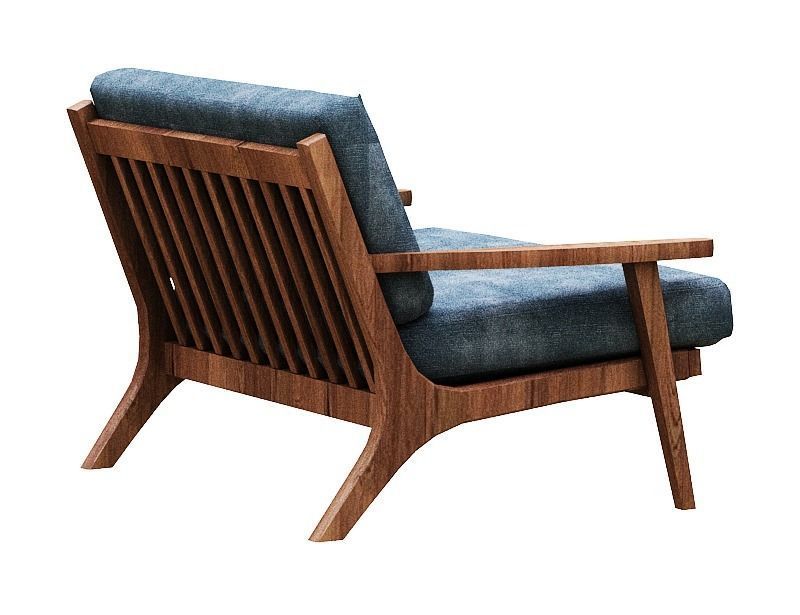 Contemporary sofa fabric and gold foil Low-poly 3D model_4