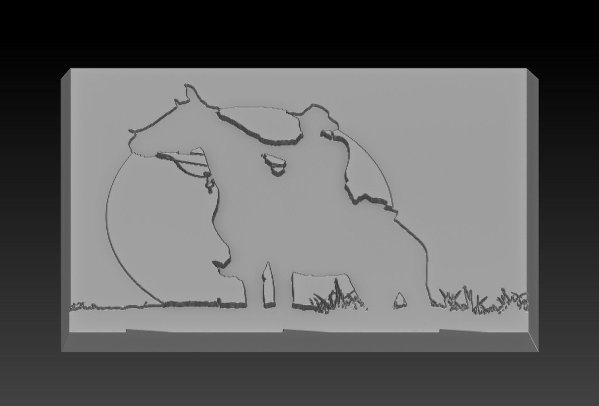 Covboy silhouette of cowboy riding horse 3D print model_4