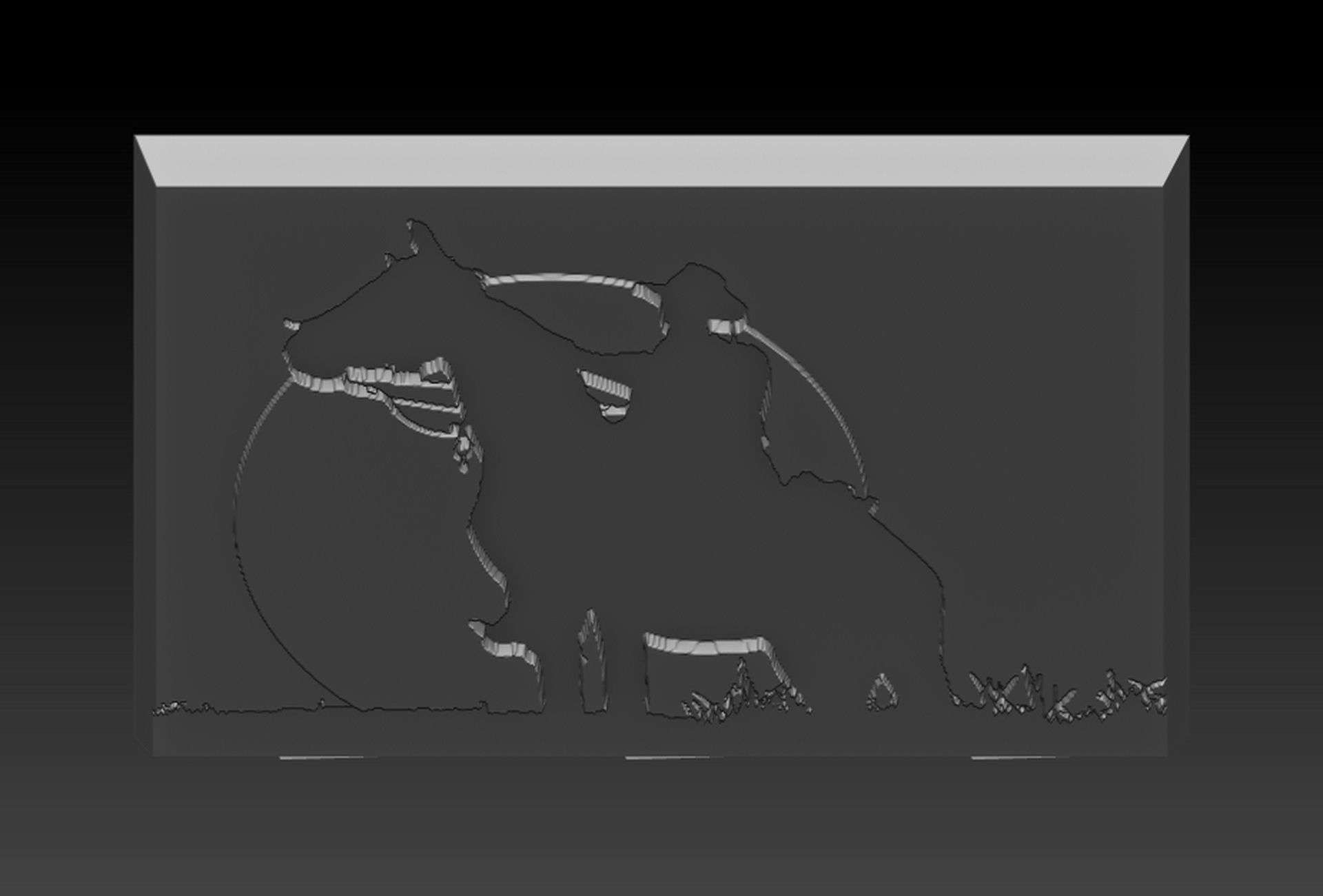 Covboy silhouette of cowboy riding horse 3D print model_3