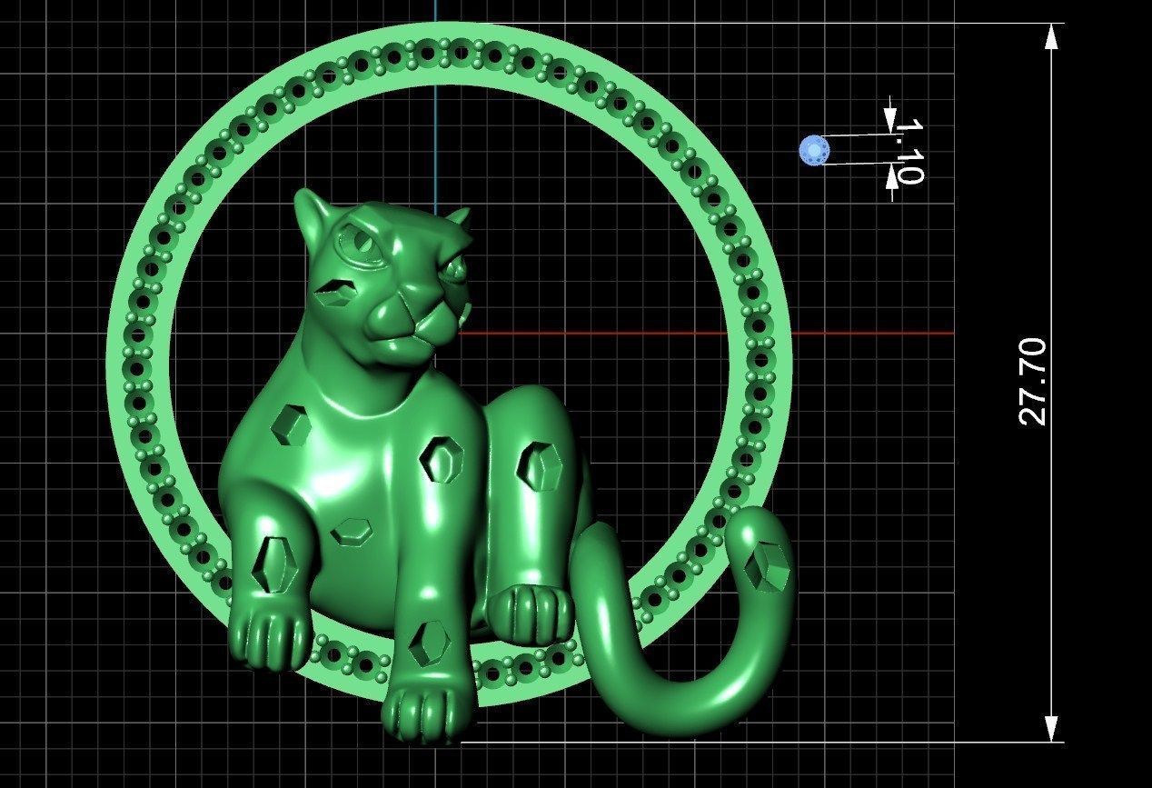 Panther pendant  3D print model_2