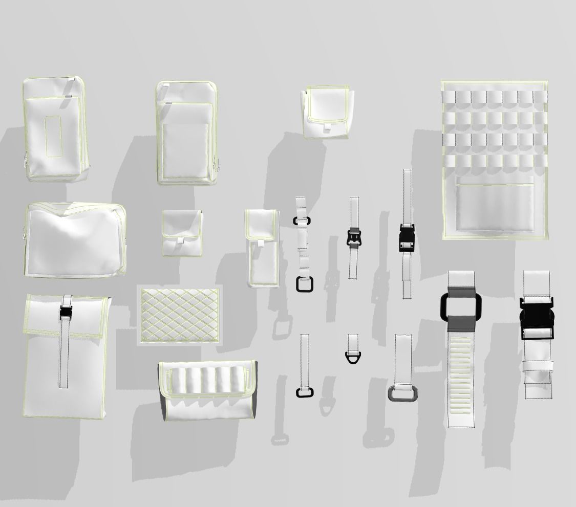 Techwear elements for 3D character model 3D model_9