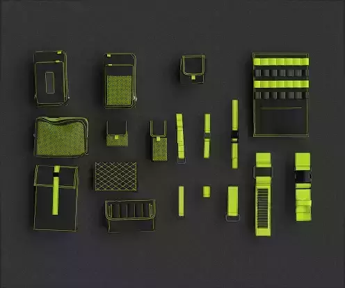 Techwear elements for 3D character model