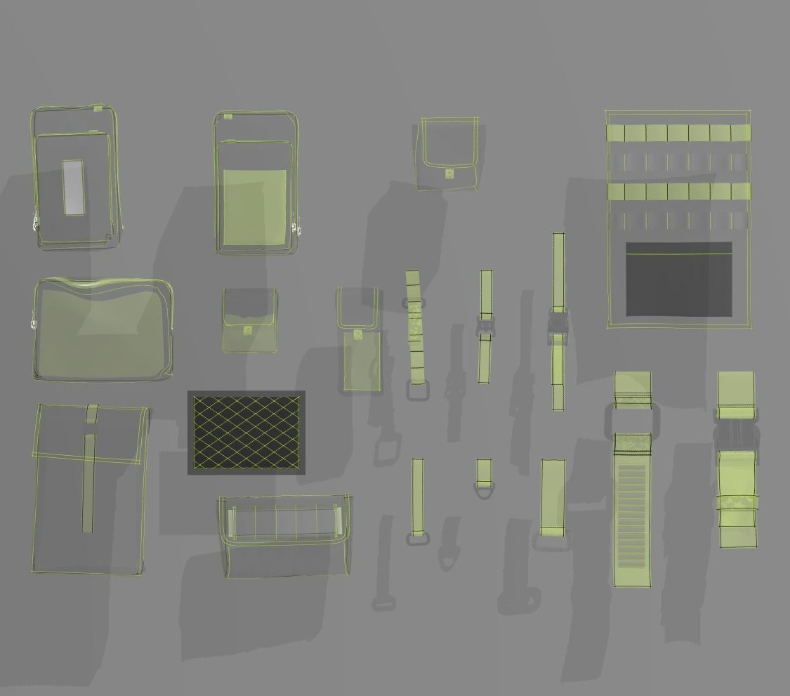 Techwear elements for 3D character model 3D model_12