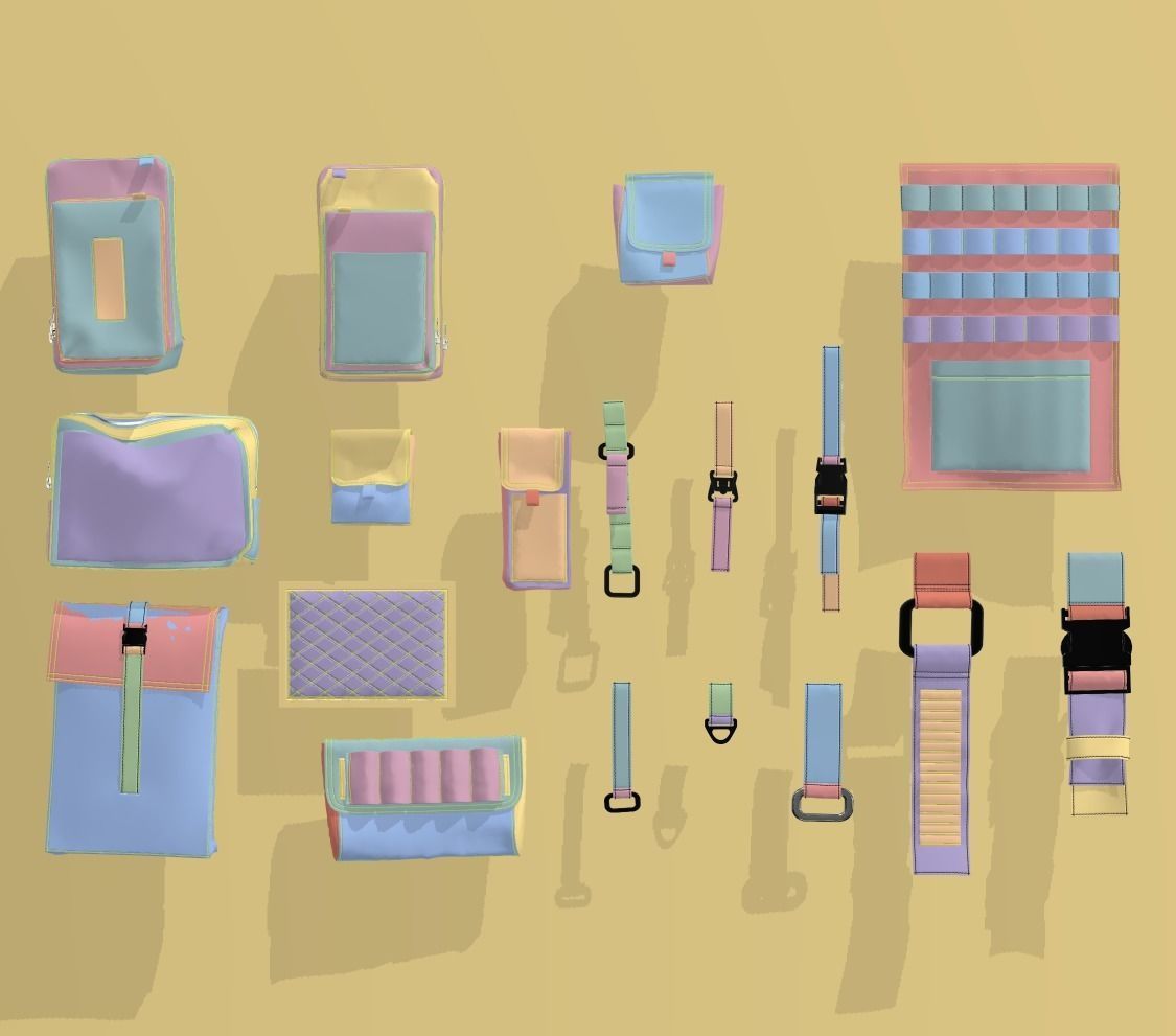 Techwear elements for 3D character model 3D model_10