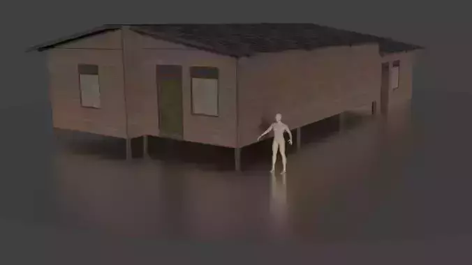 Rumah kayu panggung 001-002 Free 3D model