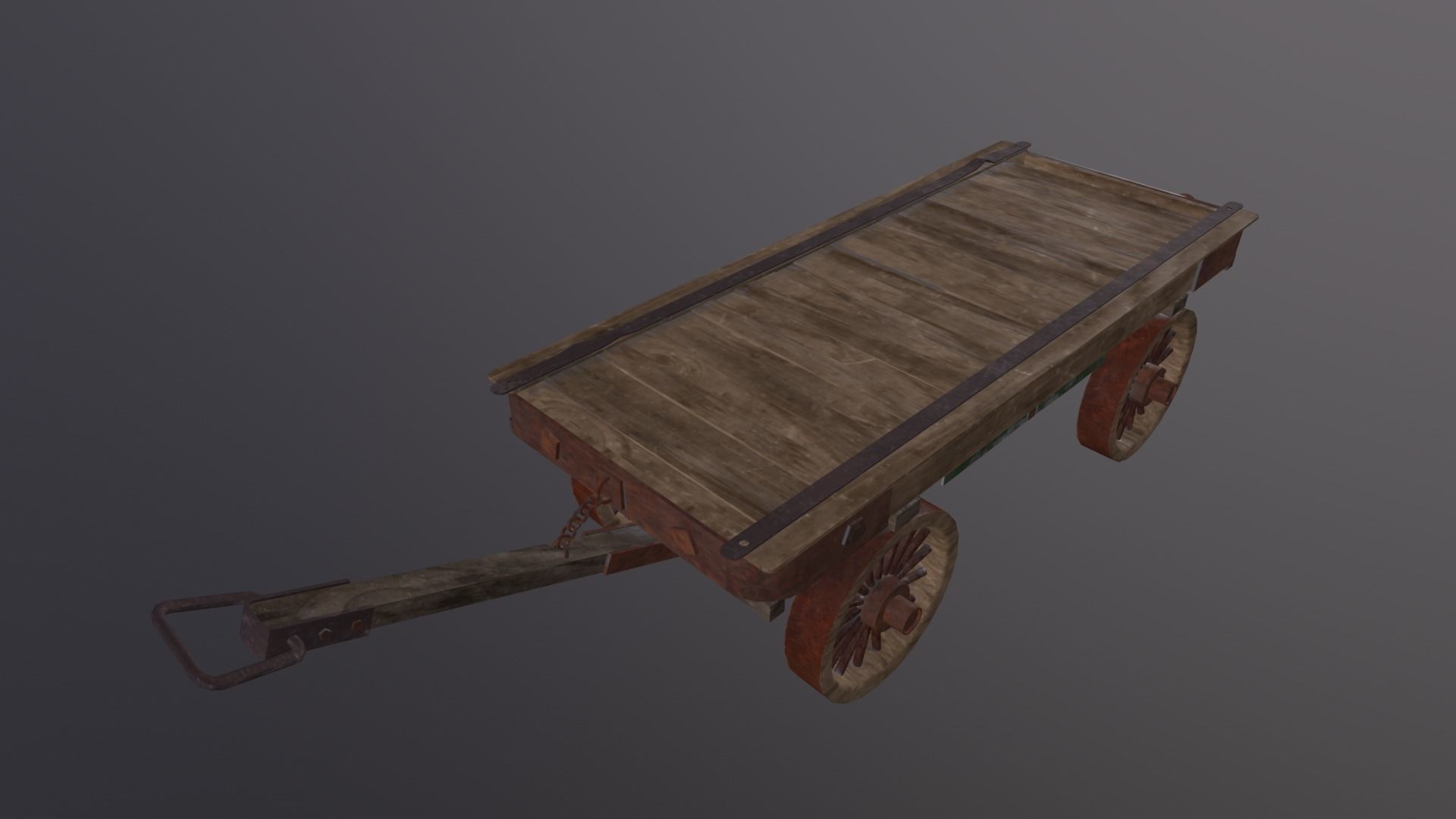 Wooden cart 3D Model Low-poly 3D model_5