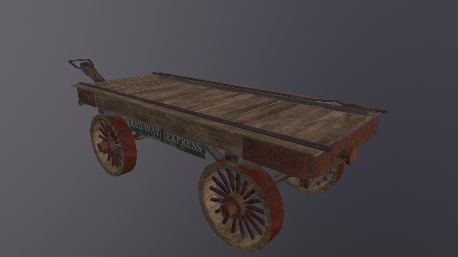 Wooden cart 3D Model Low-poly 3D model_6