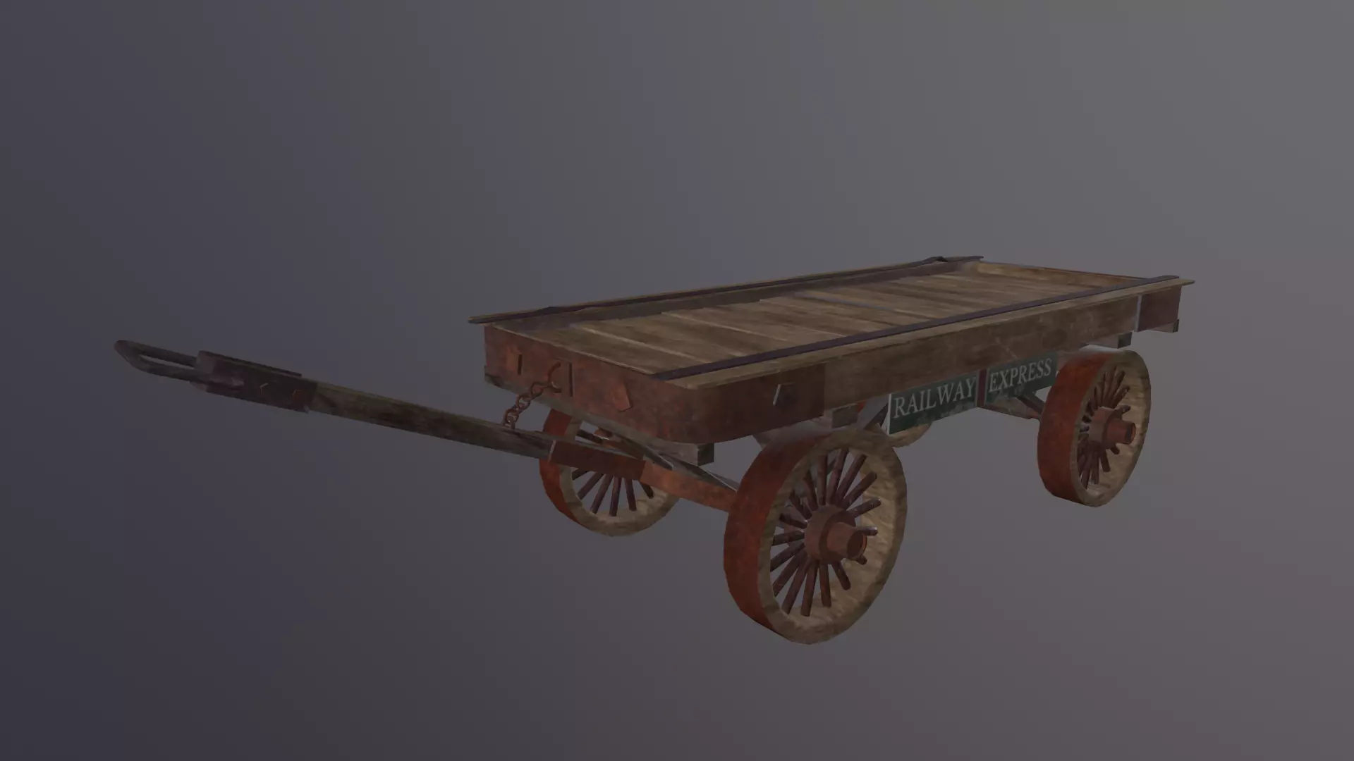 Wooden cart 3D Model Low-poly 3D model_0