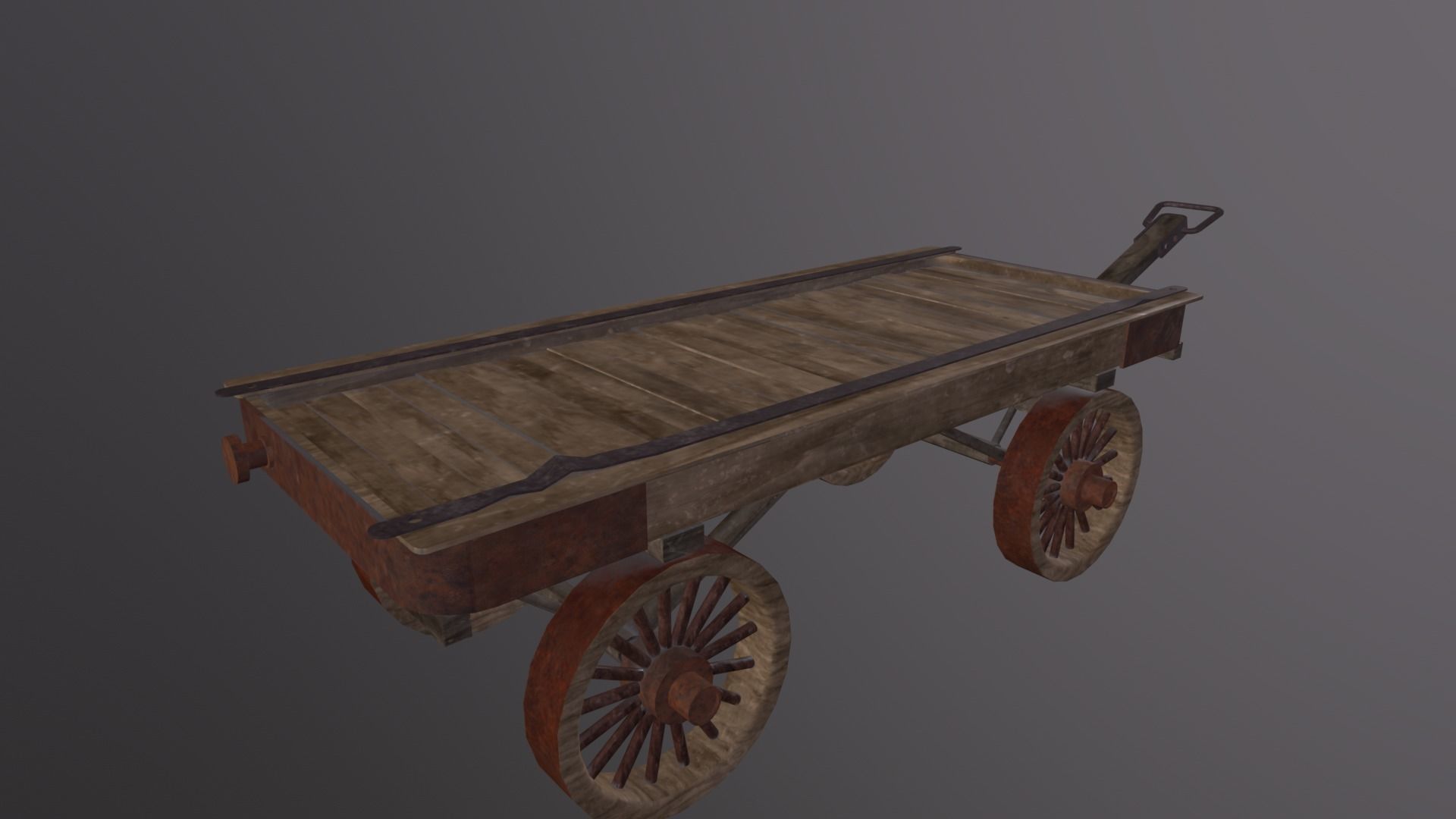 Wooden cart 3D Model Low-poly 3D model_3