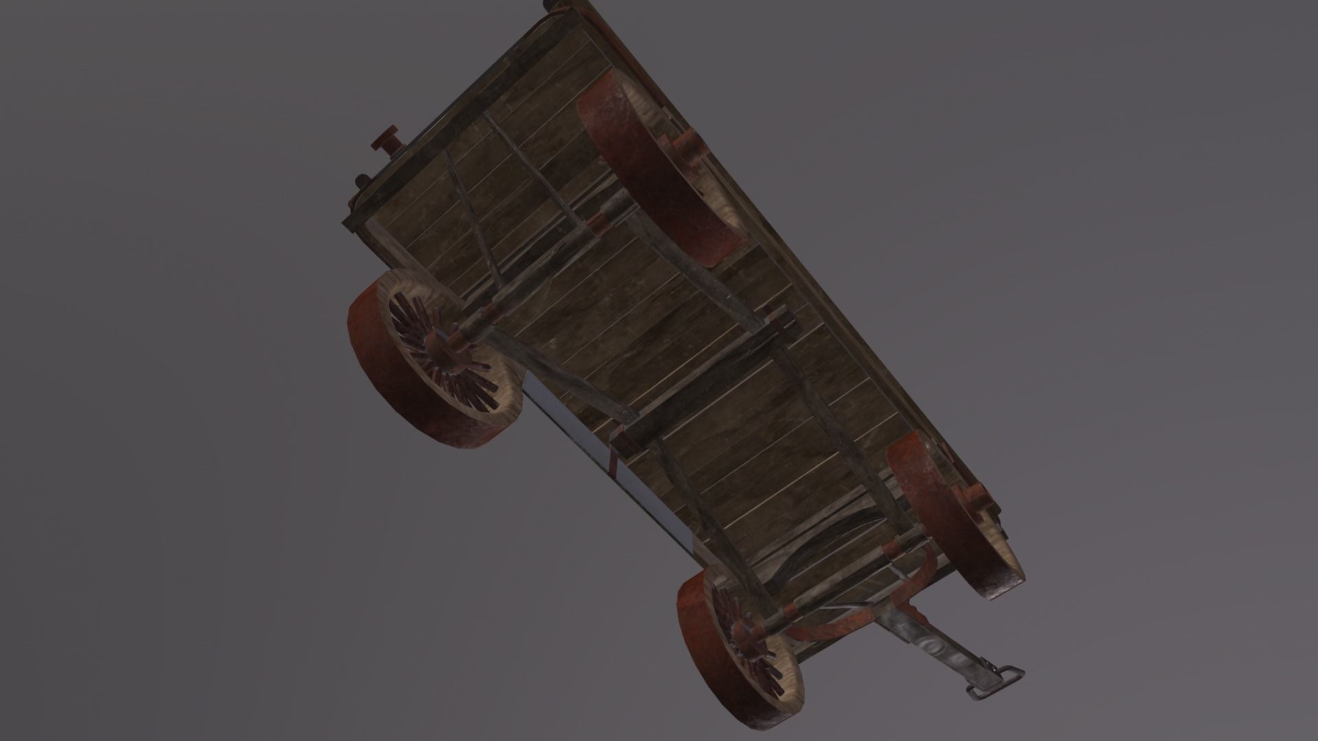 Wooden cart 3D Model Low-poly 3D model_4