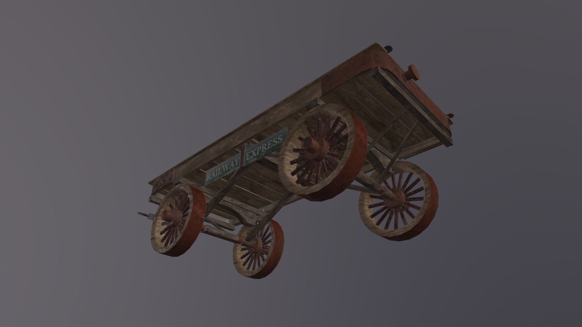 Wooden cart 3D Model Low-poly 3D model_2