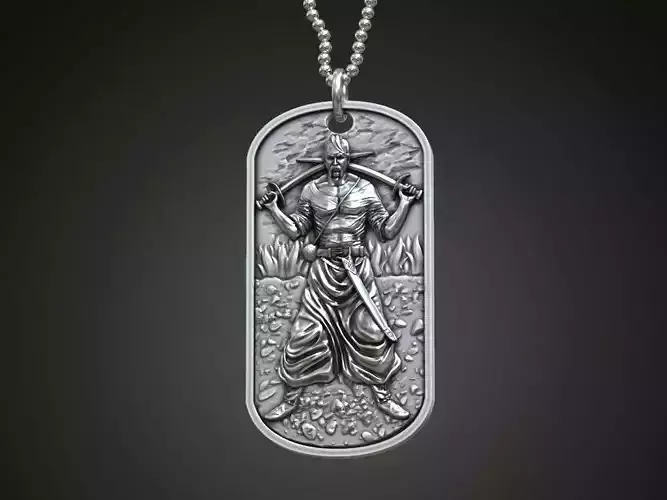 Ukrainian warrior medallion military id tag 3D print model