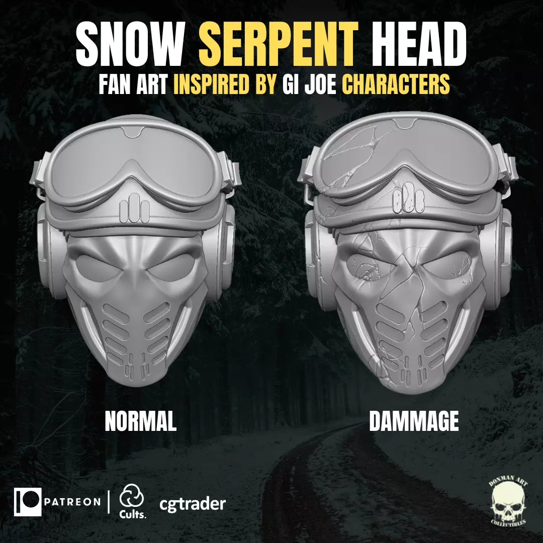 Snow Serpent Head for action figures Fan art 3D print model