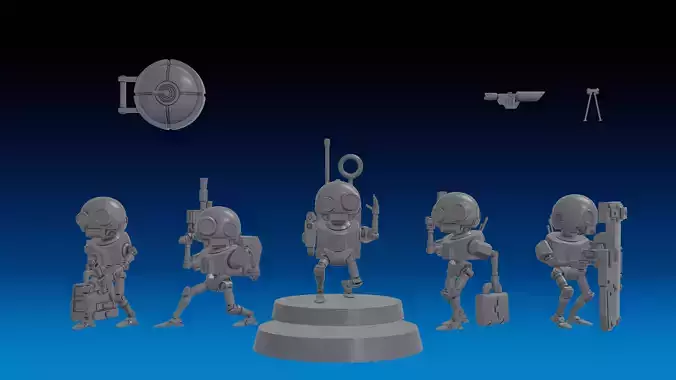 EXPENDABLE SERVOCORES - ASSISTANT DROID SQUAD -MONOPOSE- 28mm 3D print model