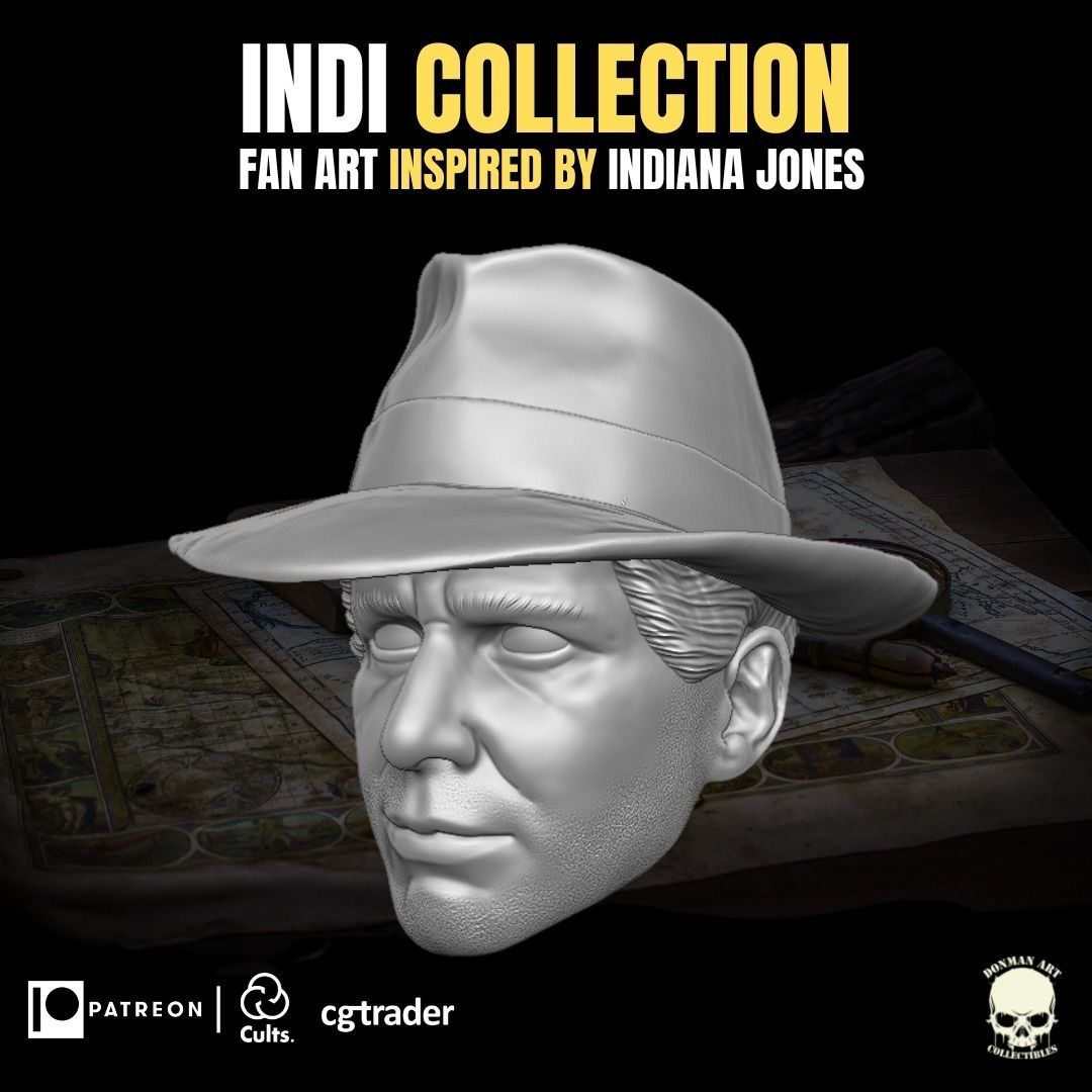 Indi Collection Fan Art Head for Action Figures 3D print model_15