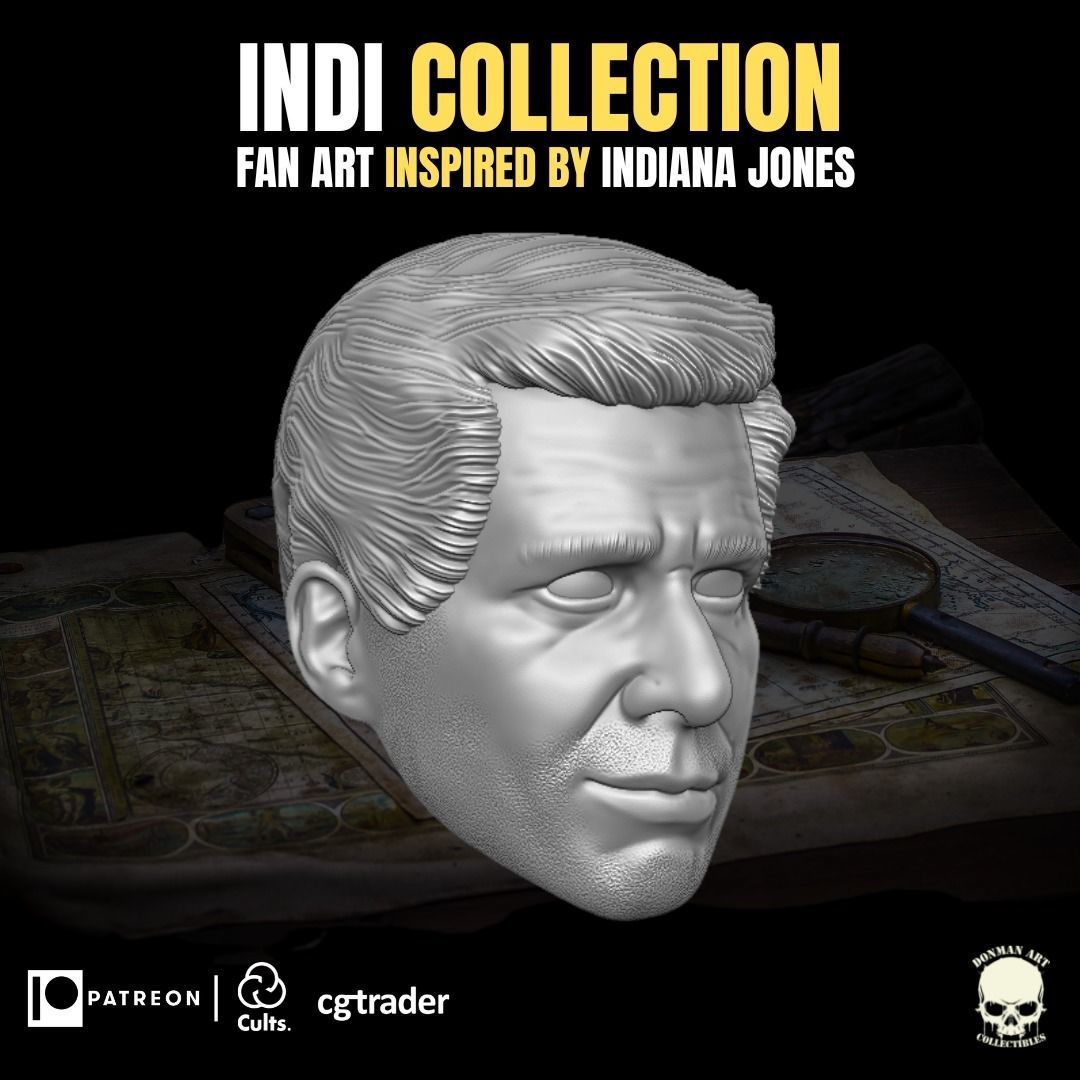 Indi Collection Fan Art Head for Action Figures 3D print model_17