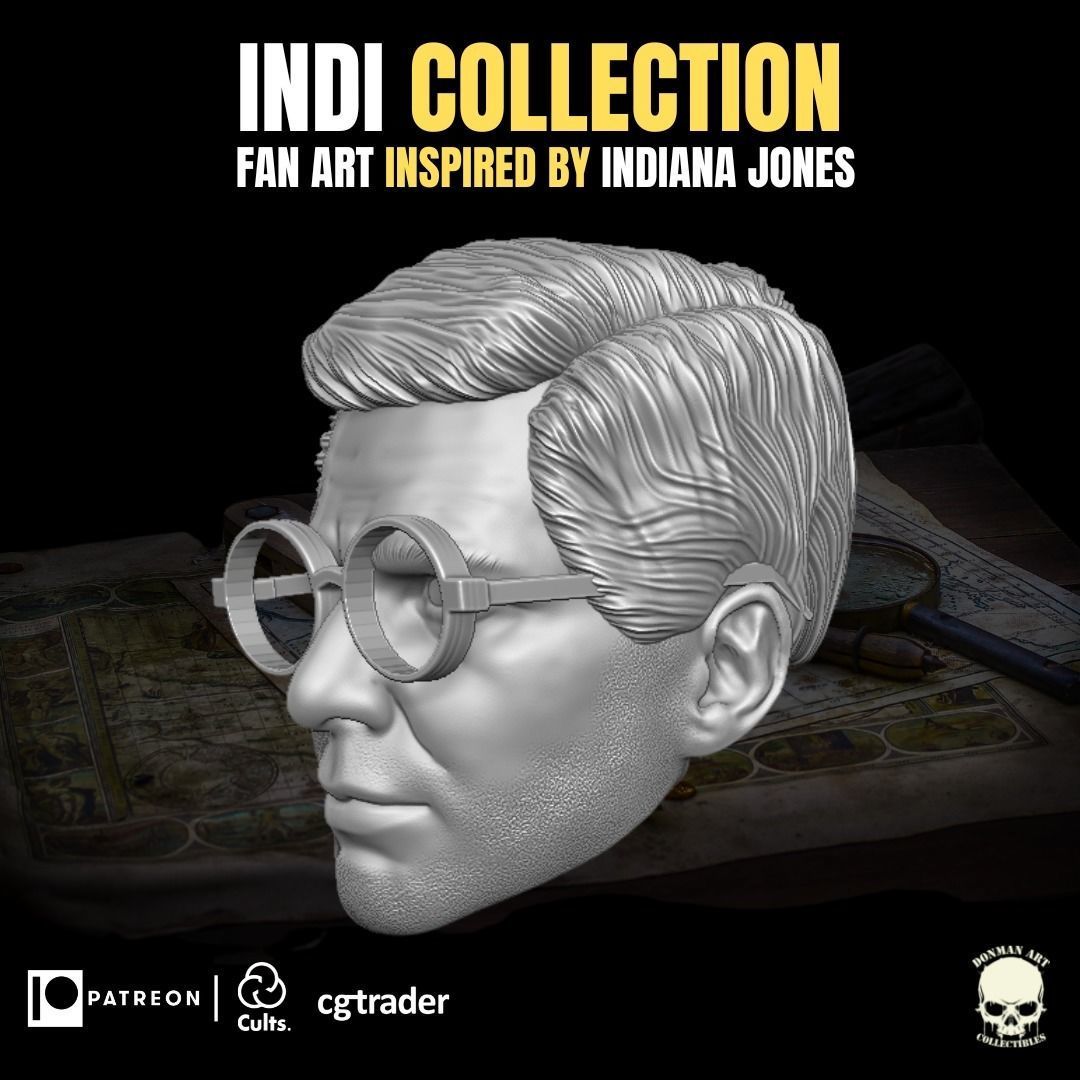 Indi Collection Fan Art Head for Action Figures 3D print model_10